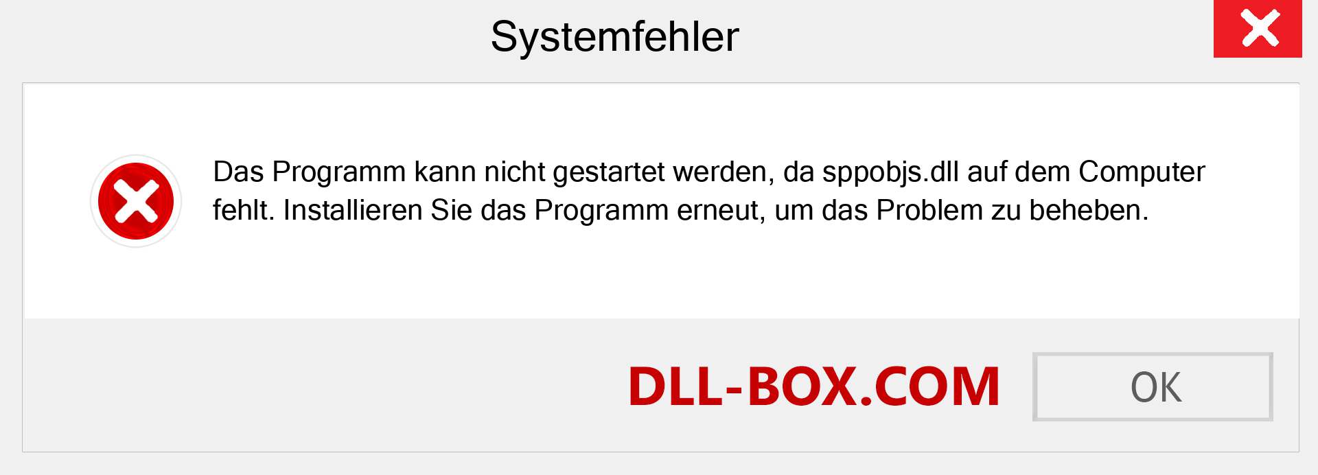 sppobjs.dll-Datei fehlt?. Download für Windows 7, 8, 10 - Fix sppobjs dll Missing Error unter Windows, Fotos, Bildern